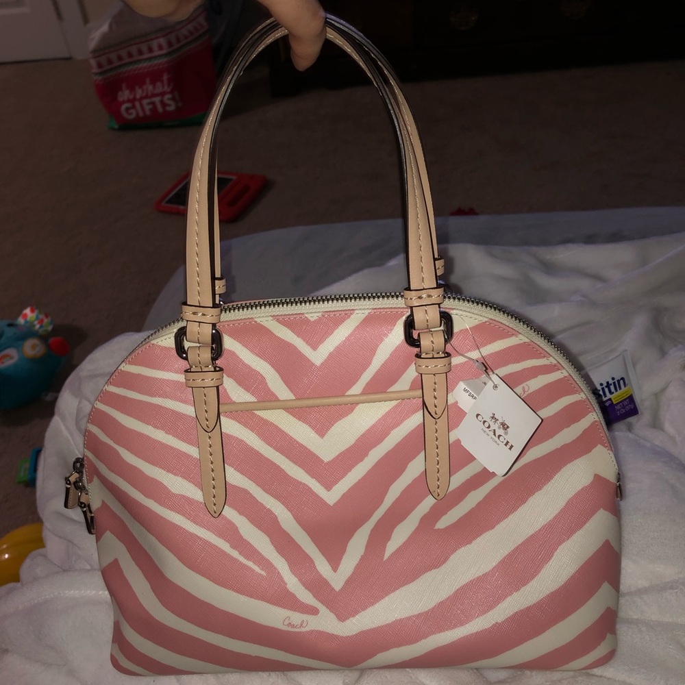 Pink zebra print coach bag/crossbody